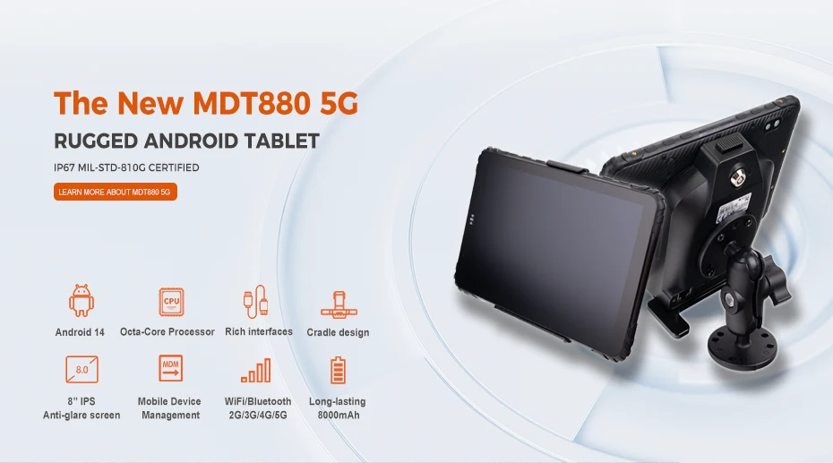 MDT880 5G: TOPICON’s New 8-inch Rugged Android Tablet for Industrial Applications